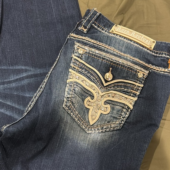 Rock Revival Women's Dark and Light Blue Jeans - Picture 5 of 11